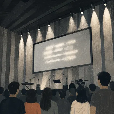 Contemporary Worship Projection Screen in Monochrome