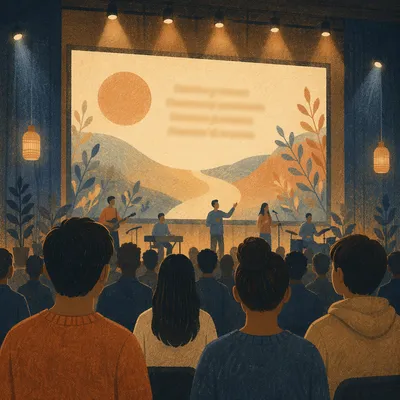 Contemporary Worship Projection Screen in Church