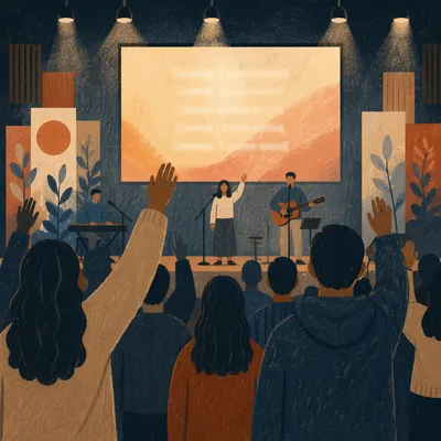 Contemporary Worship Projection Screen in Church