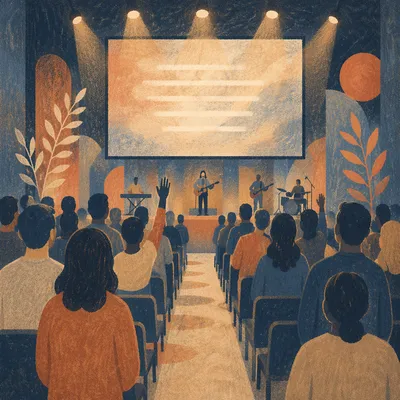 Contemporary Worship Projection Screen in Church