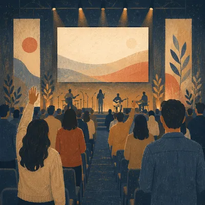 Contemporary Worship Screen in Modern Church