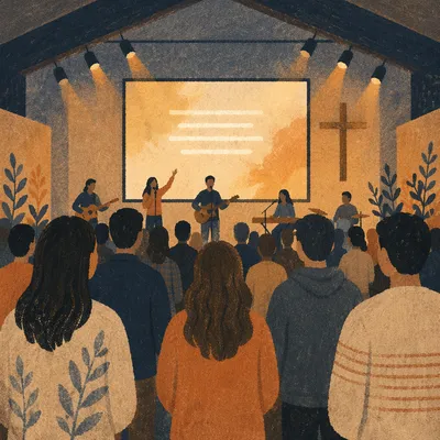 Contemporary Worship Projection Screen in Church