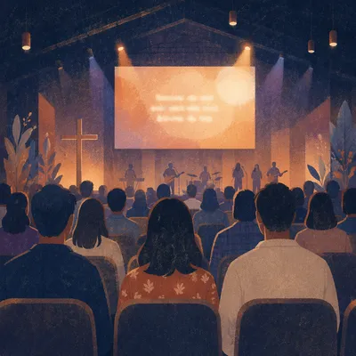 Contemporary Worship Projection Screen in Church