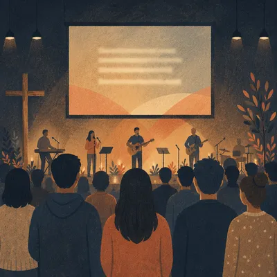 Contemporary Worship Projection Screen in Warm Sanctuary