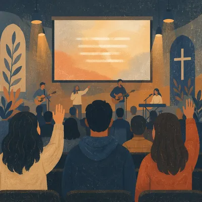 Contemporary Worship Projection Screen in Church
