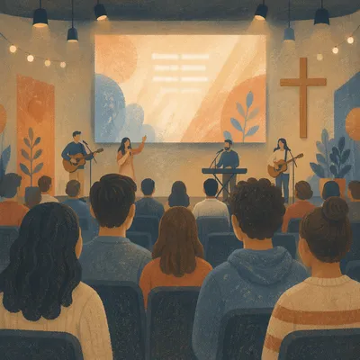 Contemporary Worship Screen in Modern Church