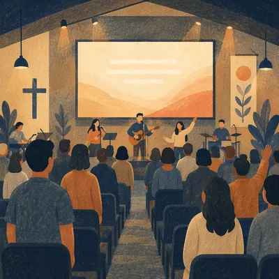 Contemporary Worship Projection Screen in Church