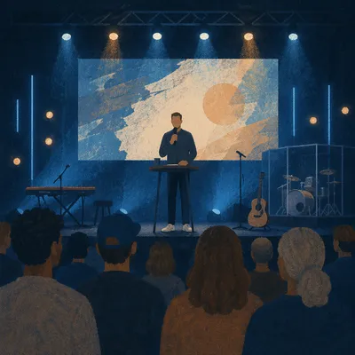 Contemporary Worship Projection Screen in Modern Church