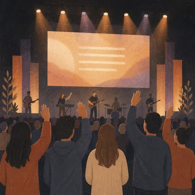 Contemporary Worship Projection Screen in Church