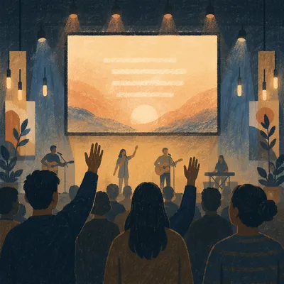 Contemporary Worship Projection Screen in Church