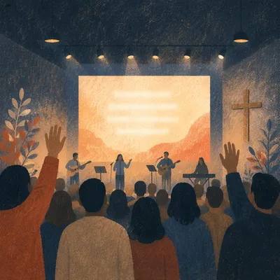 Contemporary Worship Projection Screen in Church