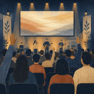 Contemporary Worship Projection Screen in Church