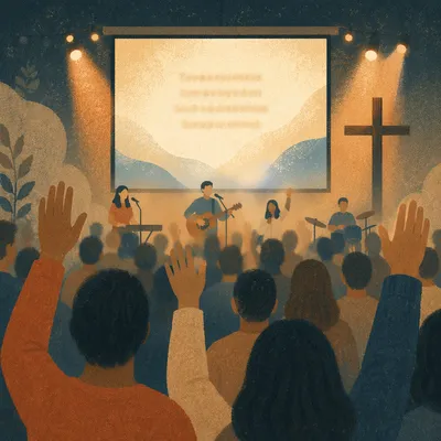 Contemporary Worship Projection Screen in Church