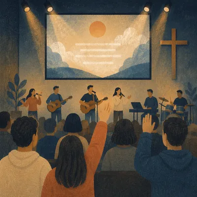 Contemporary Worship Projection Screen in Church