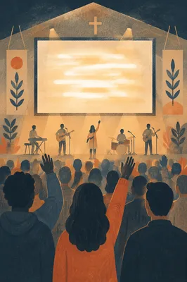 Contemporary Worship Projection Screen in Church