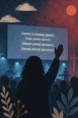 Contemporary Worship Projection Screen with Raised Hand