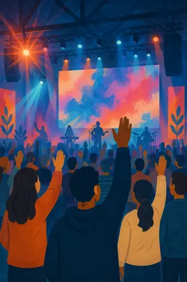 Contemporary Worship Projection Screen with Raised Hands