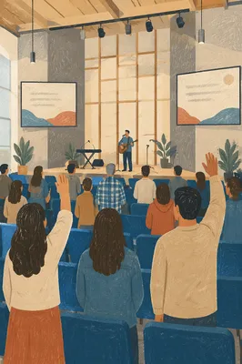 Contemporary Worship Projection Screens in Sanctuary