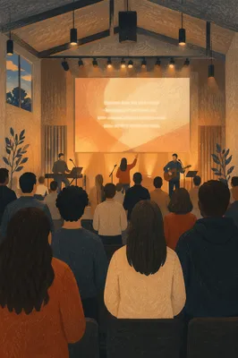 Contemporary Worship Projection Screen in Church