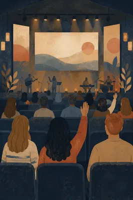 Contemporary Worship Screen in Modern Church