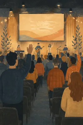 Contemporary Worship Projection Screen in Warm Church