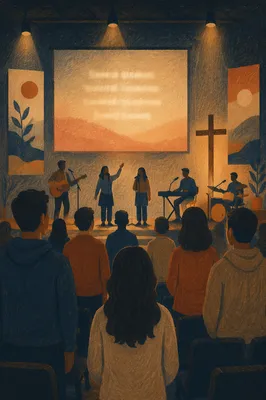 Contemporary Worship Screen in Reverent Hall