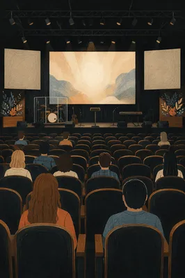 Contemporary Worship Auditorium Projection Screen View
