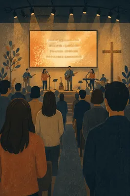 Contemporary Worship Projection Screen in Church