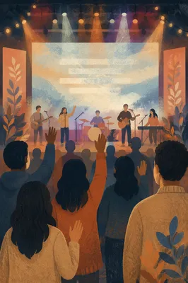Contemporary Worship Projection Screen in Auditorium