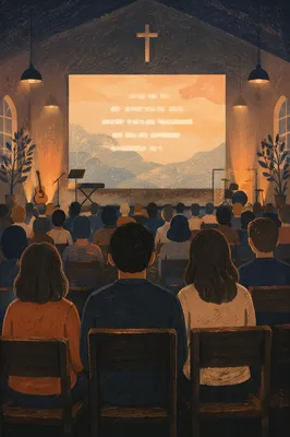 Contemporary Worship Projection Screen in Church