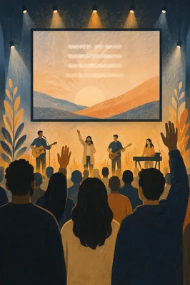 Contemporary Worship Projection Screen with Silhouettes