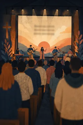 Contemporary Worship Projection Screen in Church