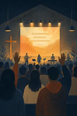Contemporary Worship Projection Screen in Church