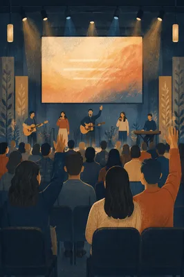 Contemporary Worship Projection Screen in Church