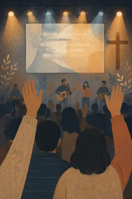 Contemporary Worship Projection Screen in Modern Church