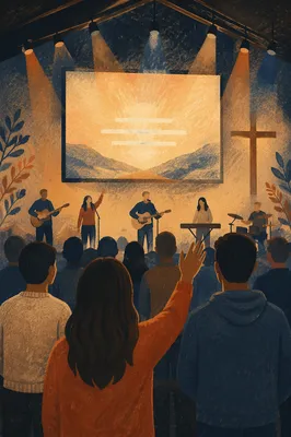 Contemporary Worship Screen in Church Auditorium