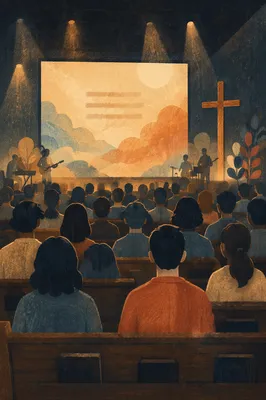 Contemporary Worship Projection Screen in Church