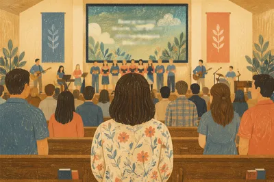 Contemporary Worship Projection in Modern Sanctuary