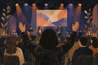 Raised Hands Before Worship Projection Screen