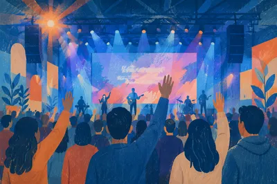 Contemporary Worship Projection Screen in Modern Church