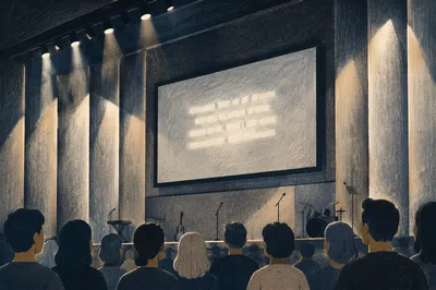 Contemporary Worship Auditorium Projection Screen Scene