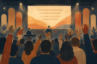 Contemporary Worship Projection Screen in Church