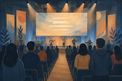 Contemporary Worship Projection Screen in Church