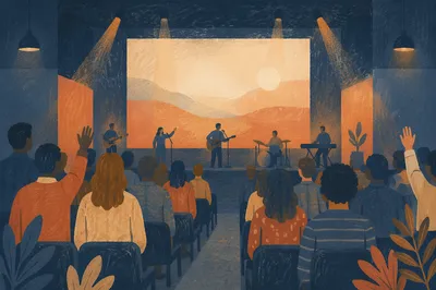 Contemporary Worship Projection Screen in Modern Church