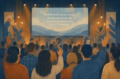 Contemporary Worship Service Screen in Modern Church