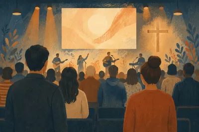 Contemporary Worship Screen in Modern Church