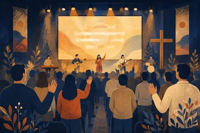 Contemporary Worship Projection Screen in Church