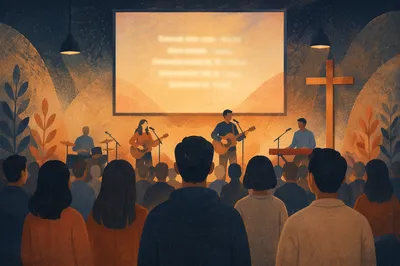 Contemporary Worship Projection in Dim Hall