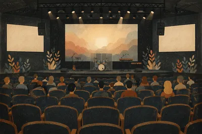 Contemporary Worship Service Screen in Church Auditorium