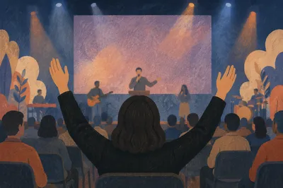 Raised Hands in Contemporary Worship Gathering